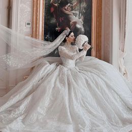 Luxuriöse A-Linie-Hochzeitskleider mit Spitzenapplikation und Wickel-Langarm-Brautkleid, Sweep-Zug, Vestidos De Novia, maßgeschneidert H24108