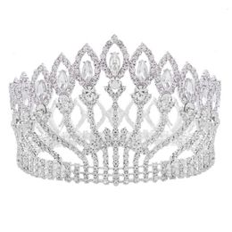 Luxe Sprankelende Crystal Baroque Queen King Bruiloft Tiara Crown Pageant Prom Diadem Headpiece Bruids Haar Sieraden Accessoires Y200409