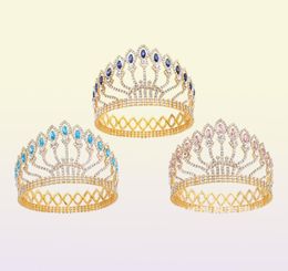 Luxe sprankelende kristallen barokke koningin King Wedding Tiara Crown Pageant Prom Diadeem Headpiece Bridal Hair Sieraden Accessoires Y7918946