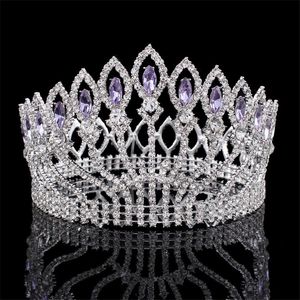 Luxe Sprankelende Crystal Baroque Queen King Bruiloft Tiara Crown Pageant Prom Diadem Headpiece Bruids Haar Sieraden Accessoires CJ191226