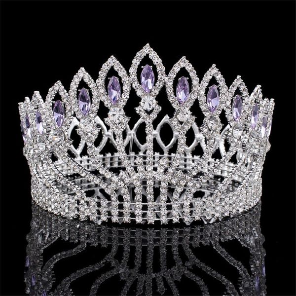 Luxueux cristal étincelant baroque reine roi mariage diadème couronne concours de bal diadème casque de mariée bijoux de cheveux accessoires CJ191226