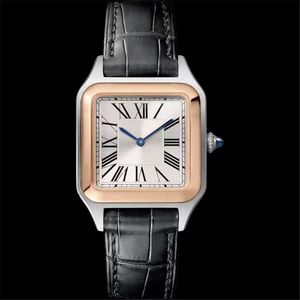 Luxurious Square Women's Quartz Watch - Sangle en cuir en acier inoxydable, montre-bracelet à la mode