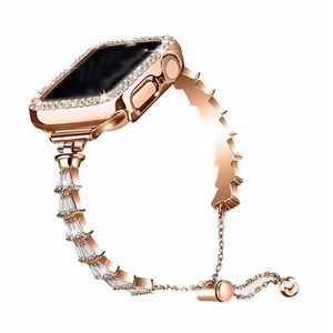 Luxe roestvrijstalen diamantarmbandband voor Apple Watch 8 Ultra 7 6 5 SE 4 3 -serie Ladies Watchbands voor Iwatch -banden 49 mm 41 mm 45 mm 40 44 mm 38 mm 42 mm 42 mm