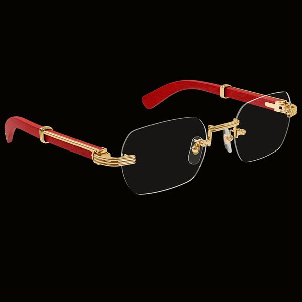 Luxueux haut de gamme en bois lunettes de soleil de mode cadre rétro optique haut de gamme cadre hommes et femmes lunettes de verre sans monture lunettes de luxe rectangulaires