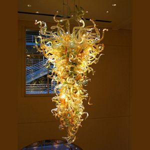 Luxueuze vintage kroonluchter populaire ophanging hanglamp 60 bij 120 cm lange multi gekleurde Murano gebrandschilderd glas antiek licht voor restaurant hotel