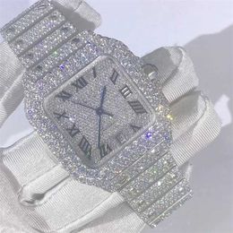 Relojes de lujo con diamante Diamante chapado en oro Hip Hop Diamante Iced Out Relojes para hombres Mujeres Real 925 Silver HB-XB