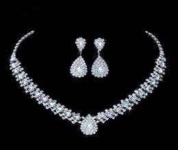 Conjuntos de joyería de boda de lujo para novia, joyería para dama de honor, conjunto de collar y pendientes de gota, regalo completo de cristal austriaco 8026577