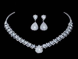 Ensembles de bijoux de mariage luxueux pour mariée, demoiselle d'honneur, boucles d'oreilles, collier, ensemble en cristal d'autriche, cadeau entier 50763333393894