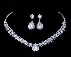 Ensembles de bijoux de mariage luxueux pour mariée, demoiselle d'honneur, boucles d'oreilles, collier, ensemble en cristal d'autriche, cadeau entier 50763333732149