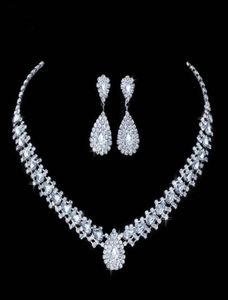 Conjuntos de joyería de boda de lujo para novia, joyería de dama de honor, conjunto de collar y pendientes colgantes, regalo completo de cristal de Austria50763339177808
