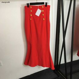 vêtements de jupe de marque de luxe pour femmes pour dames mode de qualité d'été jupe à double boutonnage en queue de poisson avec taille haute Jan 04
