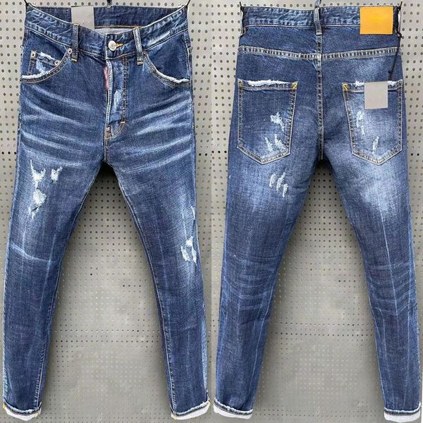 Luxurs Jeans décontractés pour hommes Stretch type droit quatre saisons nouveau pantalon slim slim pour jeunes garçons pantalon rétro chic avec patch troué déchiré