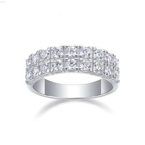 Anillo de diamante de moissanita de Color d para mujer, de lujo, 1.08ct, anillos de aniversario de moissanita de doble fila de Plata de Ley 925