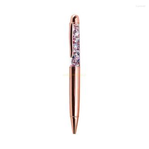 Luxe 1.0mm métal Bling paillettes stylo à bille Signature stylos d'écriture encre noire S goutte