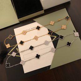 Collier de luxe 10 diamants trèfle marque de mode Vanly Cleefly collier de haute qualité collier de créateur en or 18 carats avec boîte pour bijoux pour femmes