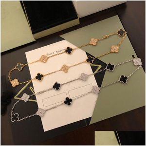 Collar de trébol de 10 diamantes de lujo Marca Moda Cleef Diseñador de oro de 18 quilates de alta calidad con caja para mujer Entrega directa Dheo2