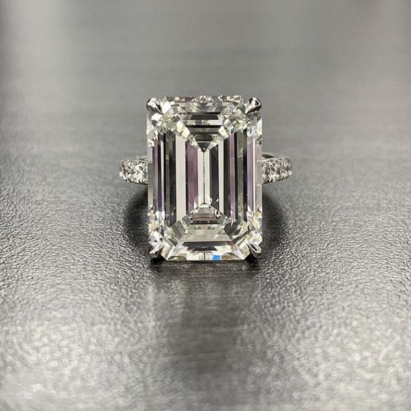 Luxury 100% 925 Sterling Silver creado Emerald Cut 4CT Diamond Wedding Engagement Cocktail Rings Fine Jewelry Allane 2344