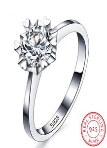 Luxury 100 Solid 925 Anneaux en argent ensemble 6 mm 1 ct sona cz diamant pur argent anneaux de mariage bijoux entier pour les femmes xr0214816003