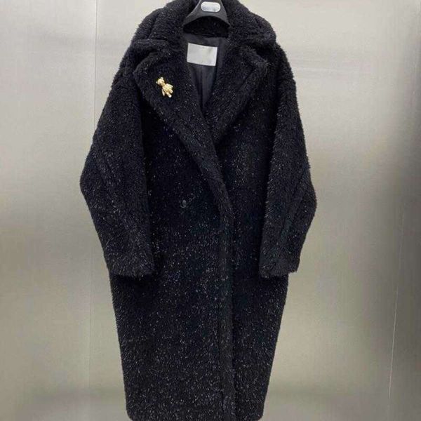 Manteau de luxe 100% laine Max Designer Cardigan Veste Mode d'hiver Manteaux de laine chauds Long Teddy Coupe-vent Vêtements pour femmes américaines XS-M
