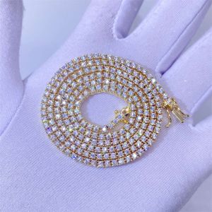 Luxe 10K massief goud 2,0 mm klauw set natuurlijke SI1/vs diamant tennis armband ketting