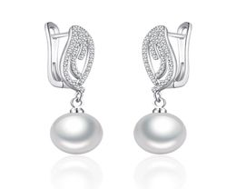 Luxe 10 mm Pearl Drop Earrings Cubic Zirconia Verzachtende oorbellen met parel vrouwen creatieve sieraden meisjes voortreffelijke cadeaus1143163