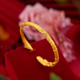 Luxury 14K Gold Bangles Bijoux pour les femmes Not Fade Gold Pulseira Feminina Bizuteria Wedding 14 K Gold Trendy 0pen Brazaletes 240514