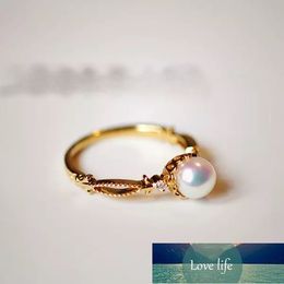 Luxe 14K Gold Natural Sea Shell Pearl Ring Special-Interest Design Hoogwaardige Temperament Ring