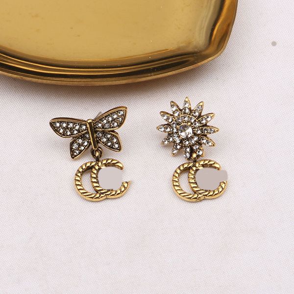 Luxe 18K Plaqué Or Designer Boucle D'oreille Pour Femmes Double Lettre Designers Classique Papillon Tournesol Bijoux Cadeau De Fête De Mariage 20style