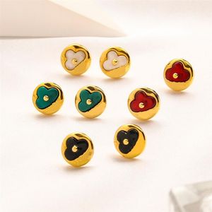 Luxe 18K Gold Ploated Oorrings Charm Multi-colour dames Flower Earring Fashion Designer Brand Earrings Red White Jewelry AC191R