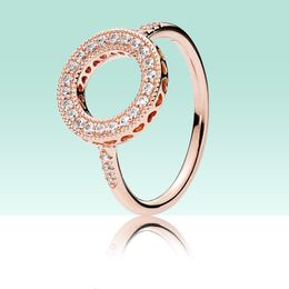 Luxe 18K Rose gold Sparkling Halo Ring Originele doos voor Pandora 925 Sterling Zilveren Vrouwen CZ Diamanten Ringen set