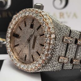 Luxury 18k Gold VVS VVS Diamond Watch Inneildless Steel Watch personnalisé VVS Moisanite Diamond Mécanique Diamond Watch for Men