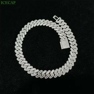 Luxe 18 mm s925 argent en argent iced saut vvs baguette Moisanite Cuban Link Collier Diamond Collier Hiphop Bijoux Hommes