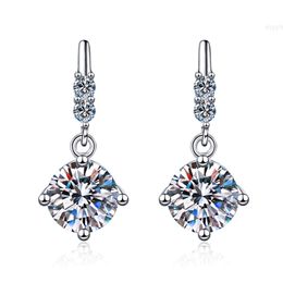 Luxe 1ct Moissanite Kunstmatige Diamant Lange Formele Oorbellen voor Vrouwen 925 Sterling Zilveren Engagement Handgemaakte Sieraden