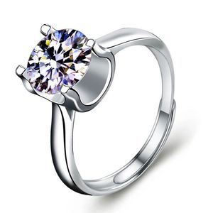 Anillo de moissanita de lujo de 2 quilates para mujer, anillos de compromiso de plata de ley, anillo de boda con piedra sona