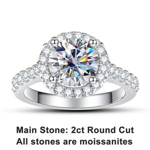 Anillo de compromiso de Halo de moissanita de Color 2 Ct de lujo para mujer, anillos de boda de Plata de Ley 925, joyería fina