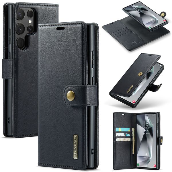 Funda de lujo para teléfono con folio magnético desmontable para iPhone 15 14 13 12 11 Pro Max Samsung Galaxy S24 S23 S22 Ultra S23FE Múltiples ranuras para tarjetas Cartera de cuero con soporte