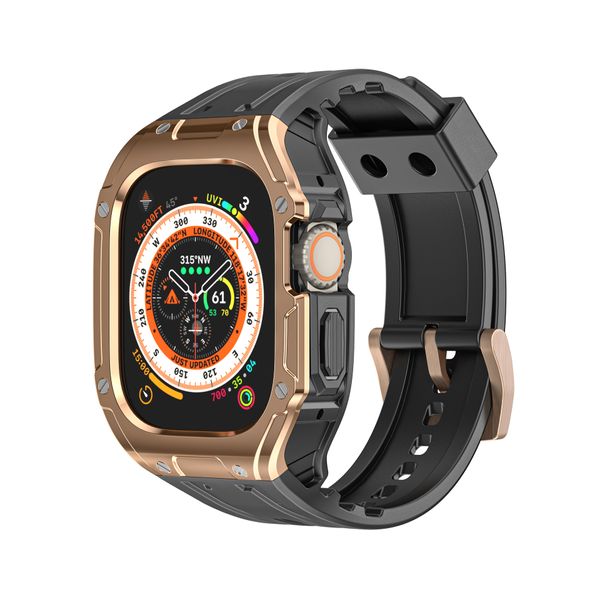 Bracelet de luxe 2 en 1 en TPU pour Apple Watch Ultra 2, kit de modification de 49 mm, boîtier PC, bracelet de sport en caoutchouc et silicone, série Iwatch Ultra