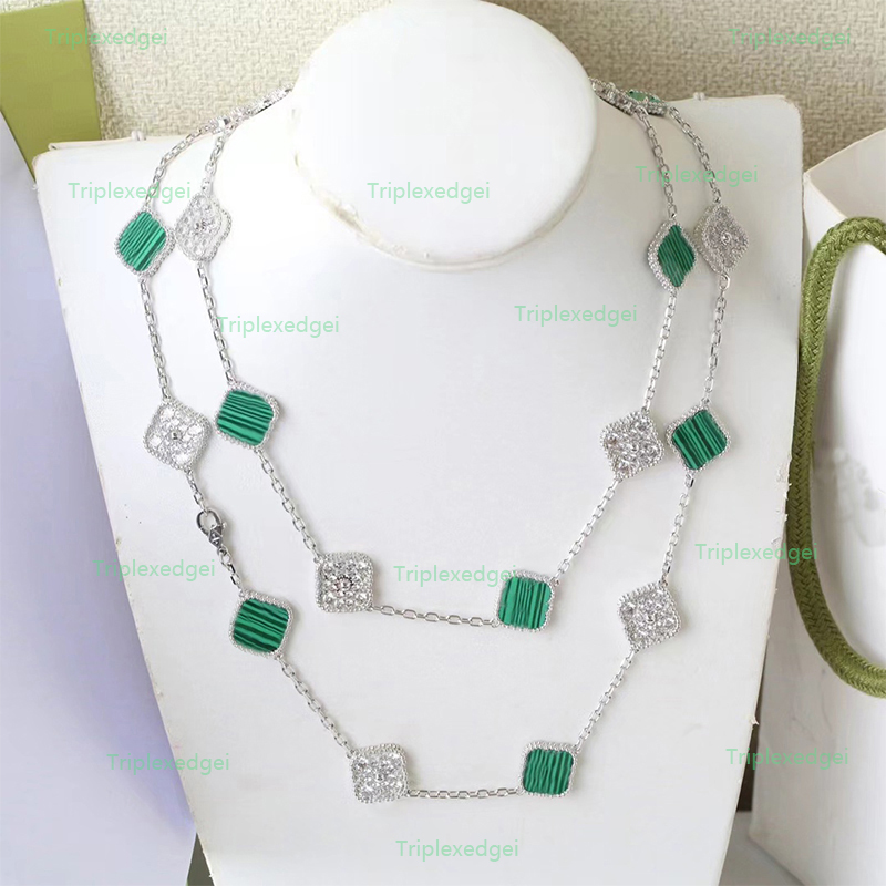 Luksusowy 20 Krystalicznie kryształ długi Choker czterolistny naszyjnik koniczyny Moda Naturalny czarny biały czerwony zielony designerski naszyjnik dla kobiet
