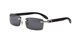 Luxe - 2019 lunettes de soleil de marque pour hommes femmes lunettes de corne de buffle blanc lunettes de soleil en bois de bambou sans monture avec boîte lunettes