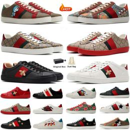 Luxury 2023 Chaussures de créateurs pour hommes dessins animés de chaussures décontractées Ace Ace en cuir authentique en cuir Broides de broderie classiques Men de baskets avec boîte 35-46 O2N1