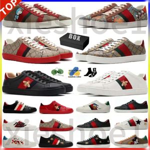 Luxe 2023 Designer schoenen heren dames tekenfilms Casual schoenbij aas echt lederen slang borduurwerkstrepen klassieke mannen sneakers met doos 264