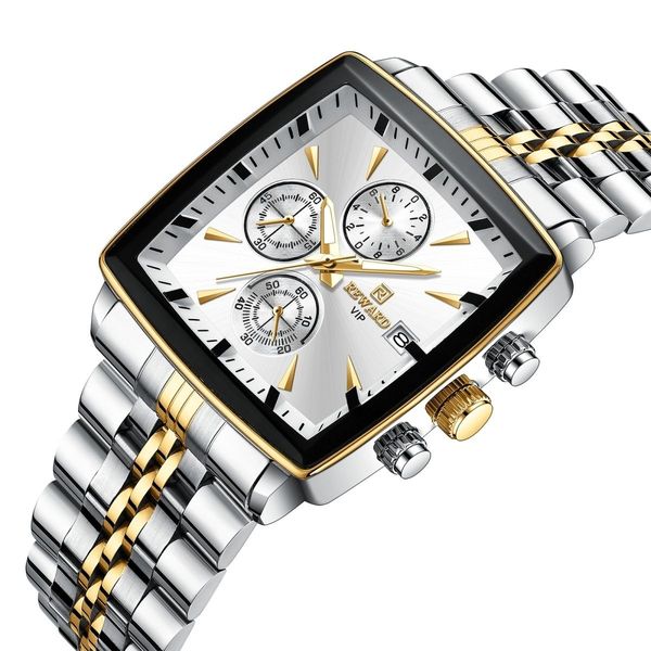 Luxe 2023 montre carrée haut de gamme à la mode montre pour hommes multimètre chronographe montre pour hommes d'affaires étanche calendrier lumineux bande en acier massif