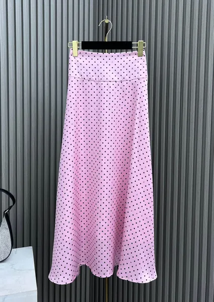 Luxury 2024 Single-shointed Dot Faldas A de línea A para mujeres Elegante cintura de alta cintura Falda larga Falda dulce Caballa femenina Femenina