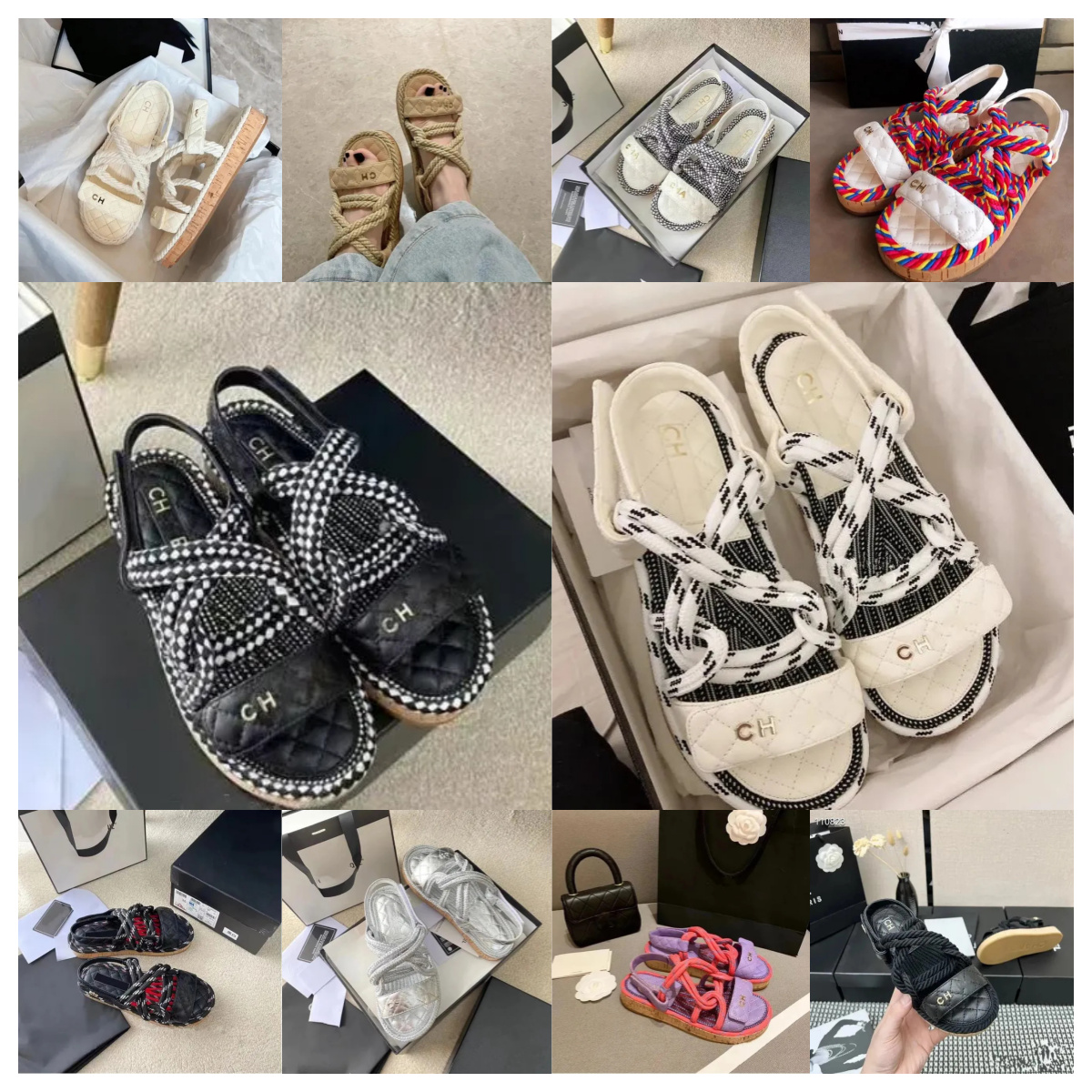 Luxury 2024 Women chanells chanelsandals Braided Rope with Traditional Casual Style Simple Creativity Fashion Sandals Summer Shoes