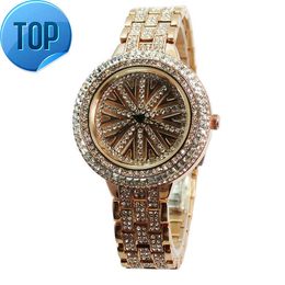 Luxe 22k gouden dames diamanten horloges dames legering materiaal kwaliteit polshorloge