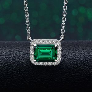 Luxe 2ct Emerald Hanger 100% Echt 925 Sterling Zilveren Charm Wedding Hangers Ketting Voor Vrouwen Bruids Choker Sieraden