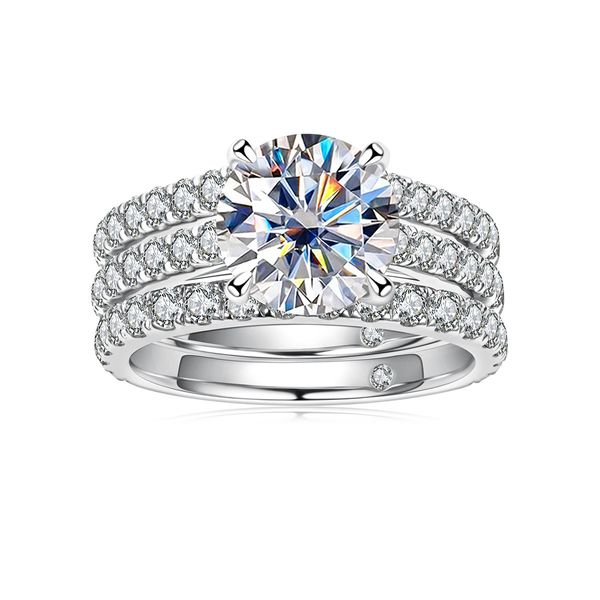 Juego de 2 uds de anillos de compromiso de diamantes de moissanita de 3ct de lujo para mujer, anillos de diamantes de boda de Plata de Ley 925 para novia, regalo para mujer