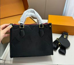 2 unids/set de lujo de diseñador en relieve, bolso de mano para mujer ONTHEGO GM MM PU, bolso de Bolsos de cuero auténtico, bolso de mano, bolsos de hombro para mujer