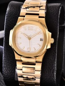 3 Kleur Dames 7010R-011 35mm Nautilus 18K Geel Goud Diamond Bezel Quartz Beweging Date Watch Women Fashion Horloges