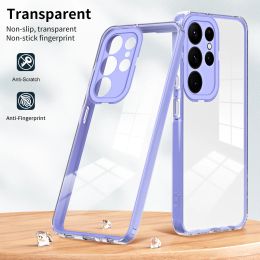 Coque de luxe transparente HD 3 en 1, étui de protection antichoc pour objectif d'appareil photo Samsung Galaxy S23Ultra S22Ultra S23 S22 Plus